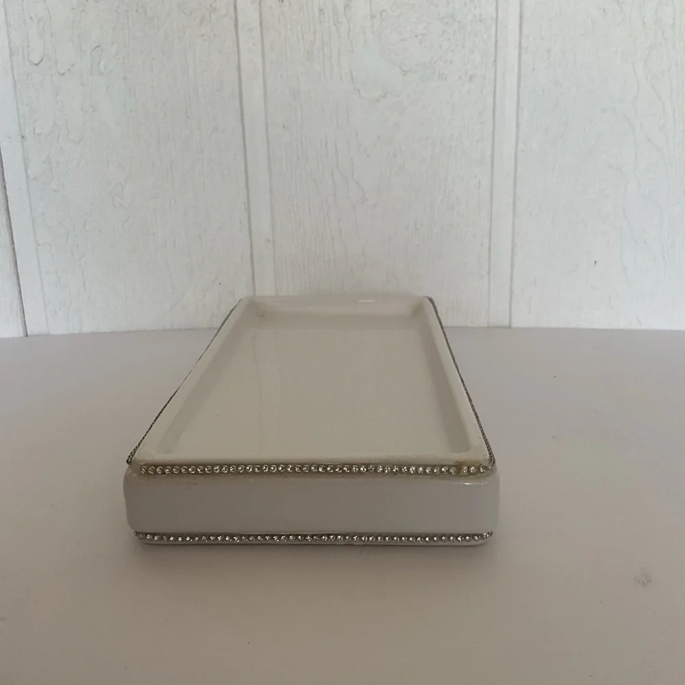 Nanette Lepore Ceramic Vanity Tray with Rhinestine Trim